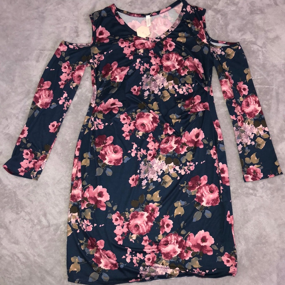 Pinkblush maternity cold shoulder dress